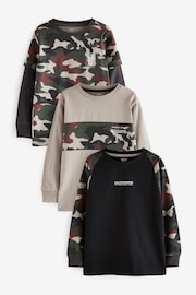 Camouflage Long Sleeve Colourblock T-Shirts 3 Pack (3-16yrs) - Image 1 of 6