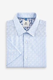 Blue Regular Fit Trimmed Formal Short Sleeve Shirt - Image 1 of 4