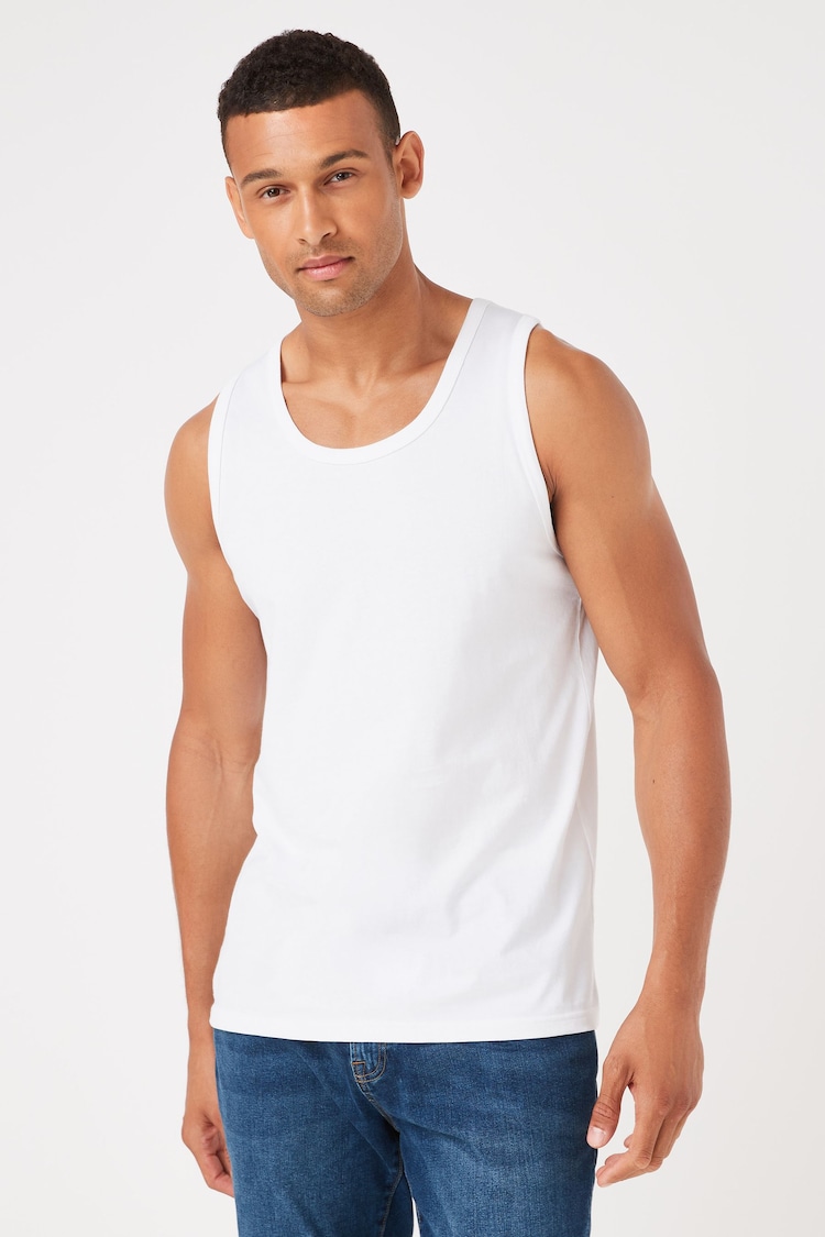 White Regular Fit 100% Cotton Vest - Image 1 of 5