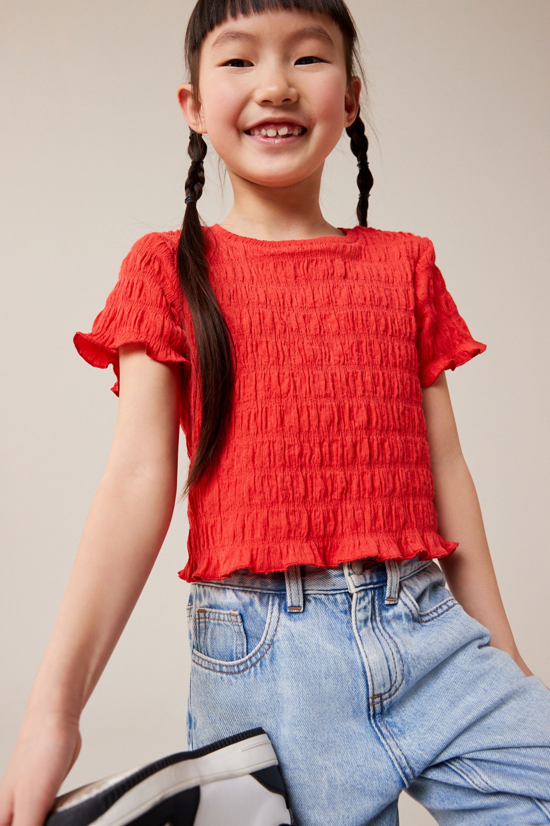 Red Textured Top (3-16yrs) - Image 1 of 8
