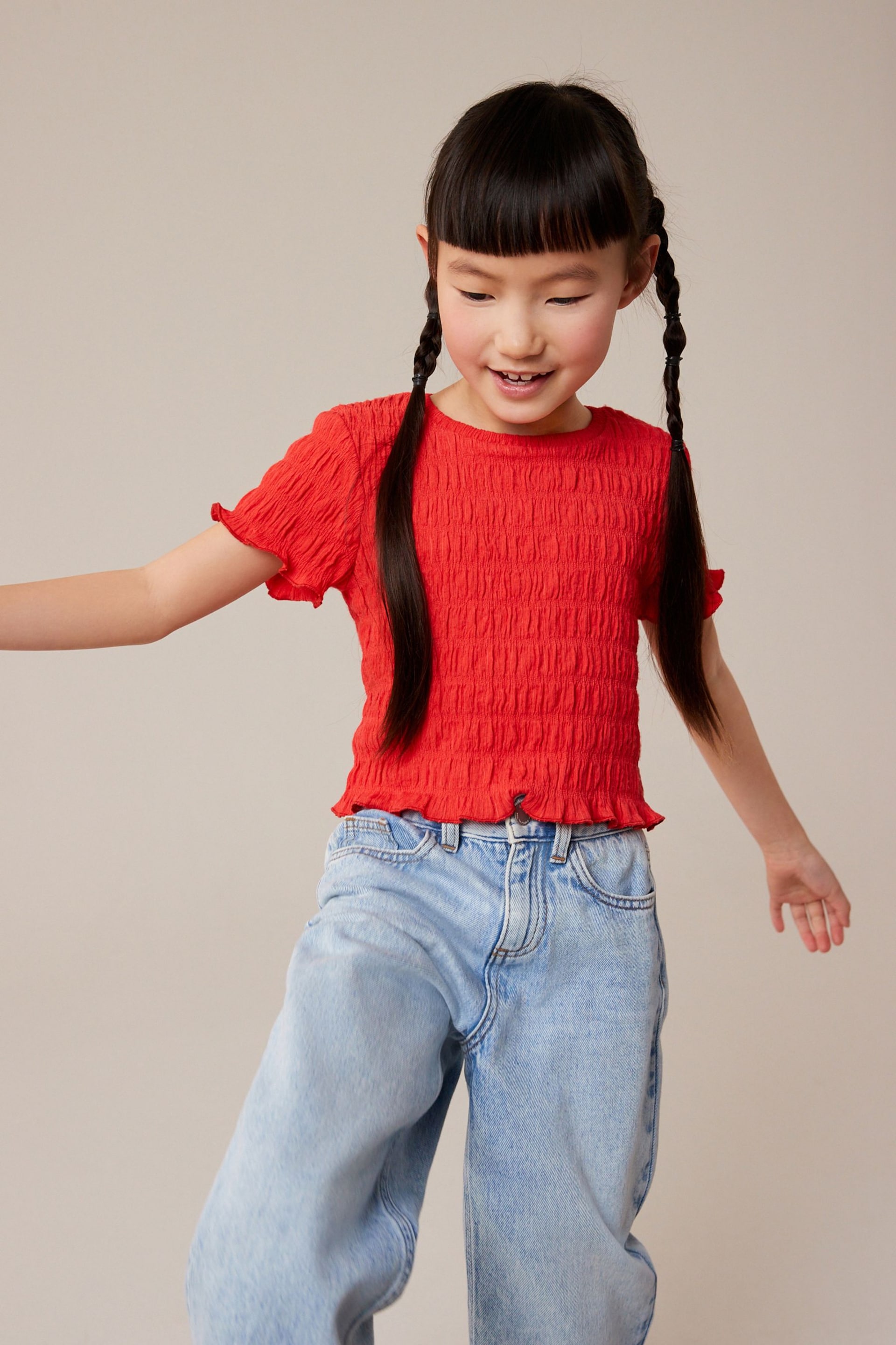 Red Textured Top (3-16yrs) - Image 2 of 8