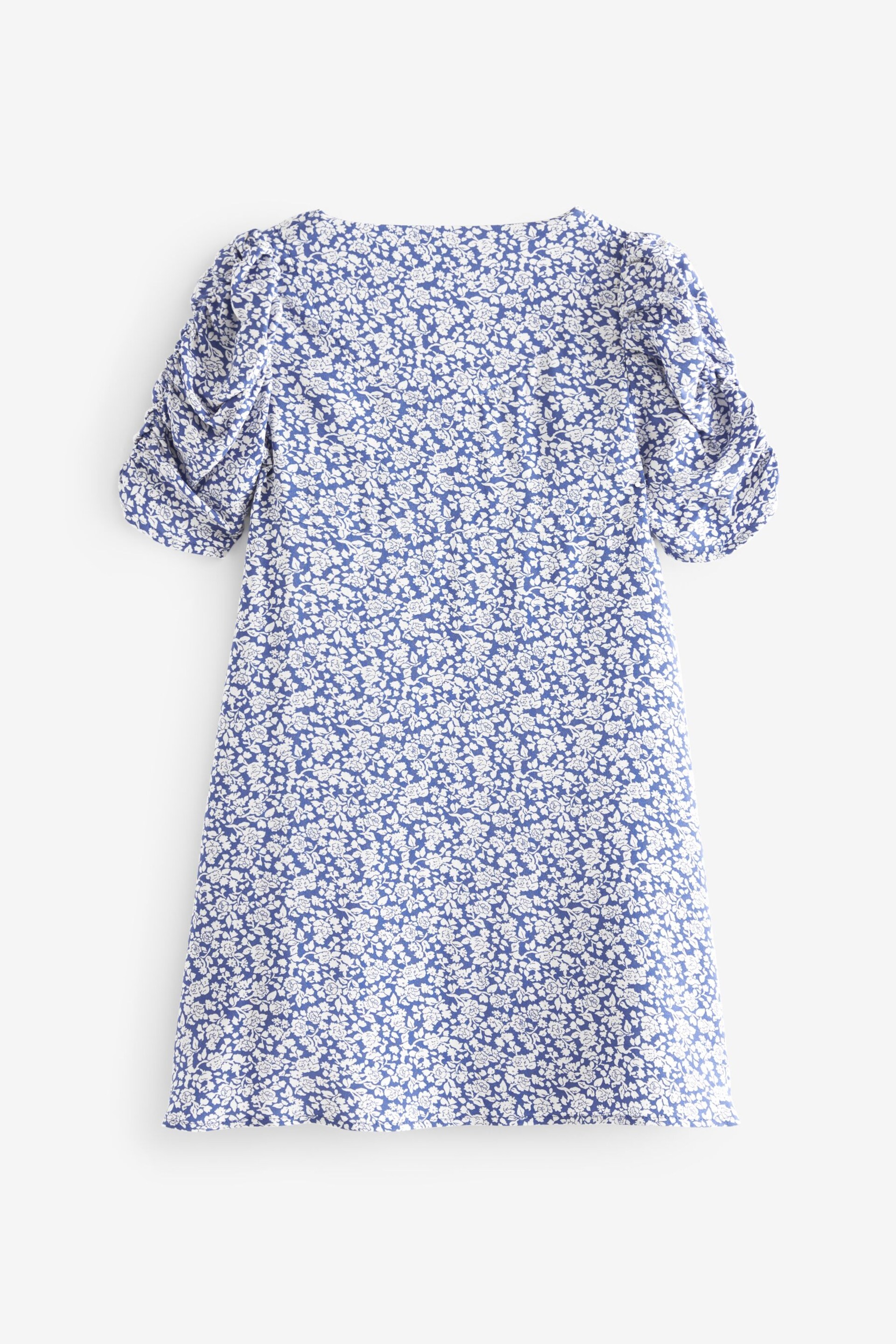 Blue Floral Ruched Sleeve Tea Dress (3-16yrs) - Image 5 of 8