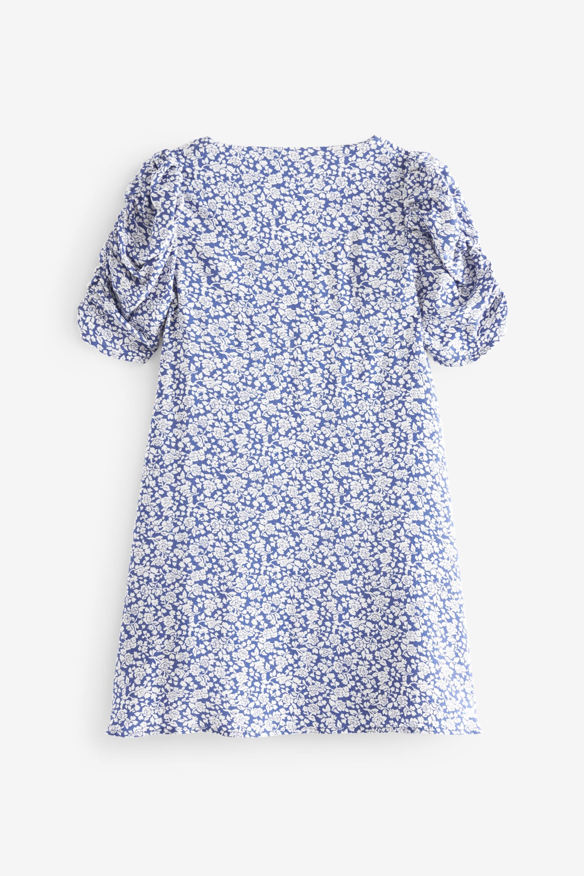 Blue Floral Ruched Sleeve Tea Dress (3-16yrs) - Image 7 of 8
