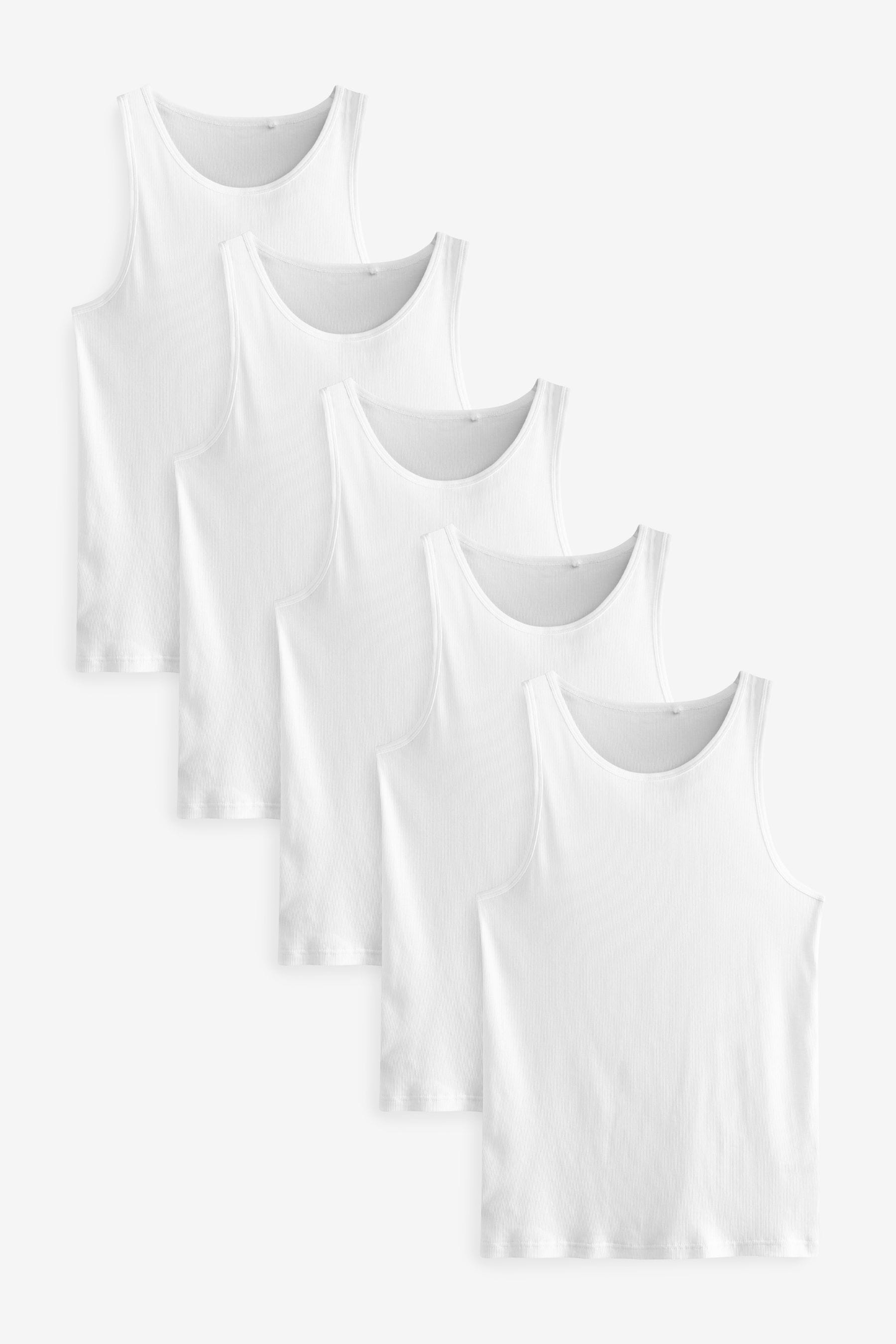 Buy White Ribbed 5 Pack 100 Cotton Vests 5 Pack from the Next UK online shop