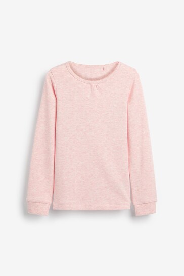 Pink/White 2 Pack Long Sleeved Thermal Tops (2-16yrs)