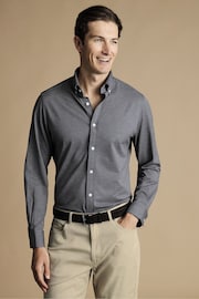Charles Tyrwhitt Grey Four Way Stretch Button Down Jersey Shirt - Image 1 of 6