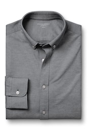 Charles Tyrwhitt Grey Four Way Stretch Button Down Jersey Shirt - Image 4 of 6