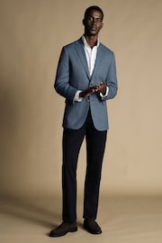 Charles Tyrwhitt Blue Ground Twill Wool Texture Slim Fit Jacket - Image 3 of 5