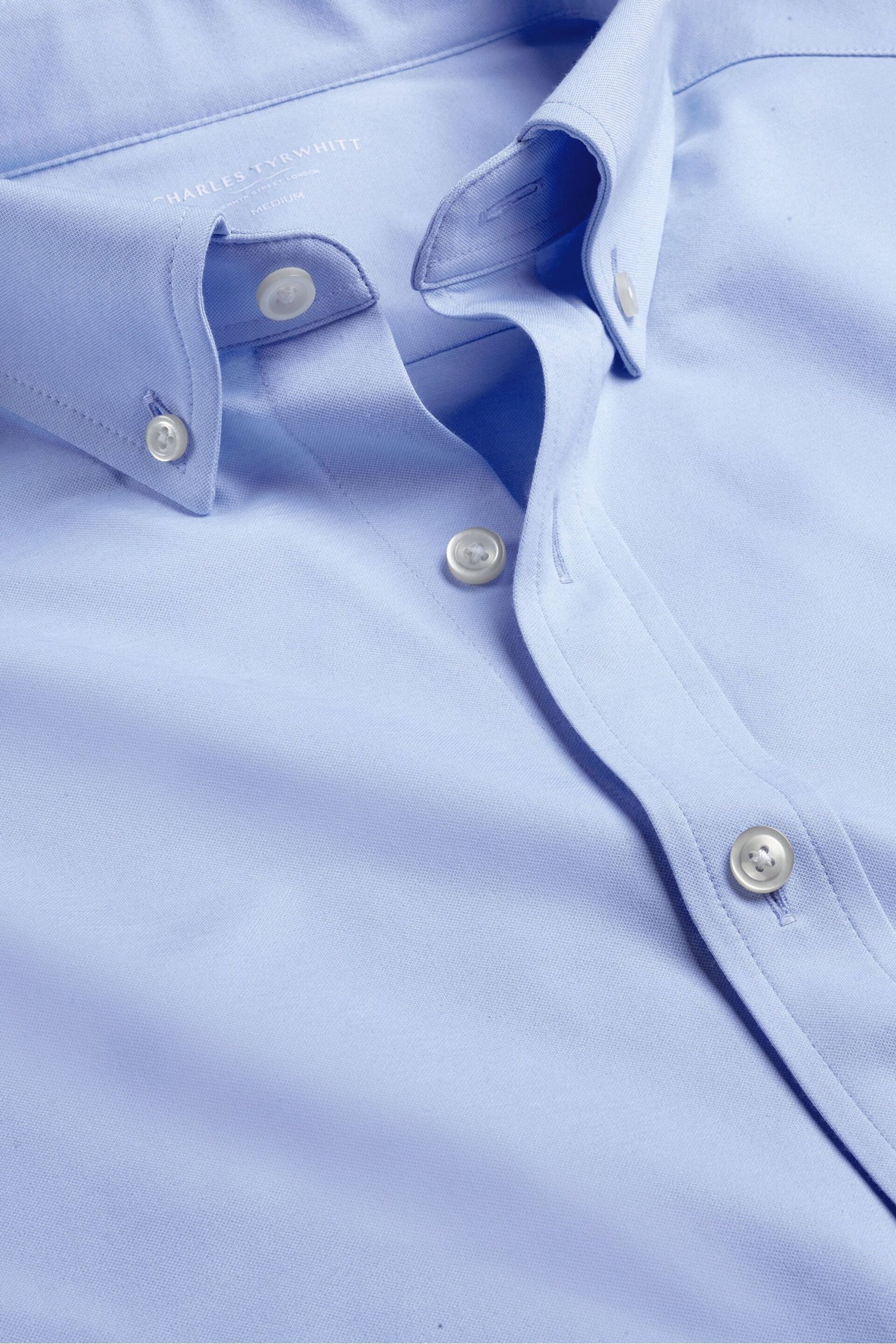 Charles Tyrwhitt Blue Four Way Stretch Button Down Jersey Shirt - Image 5 of 5