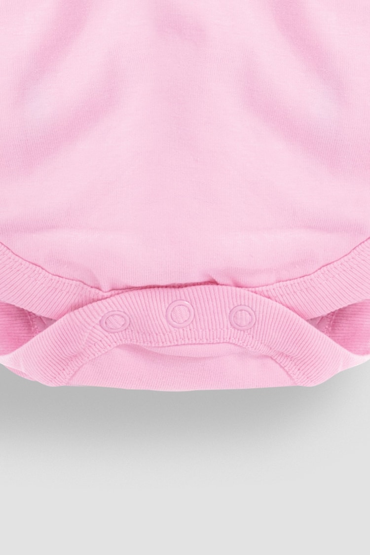 JoJo Maman Bébé Pink Plain Long Sleeve Peter Pan Bodysuit - Image 2 of 3