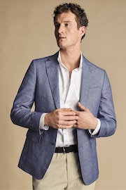 Charles Tyrwhitt Blue Linen Cotton Slim Fit Jacket - Image 1 of 5