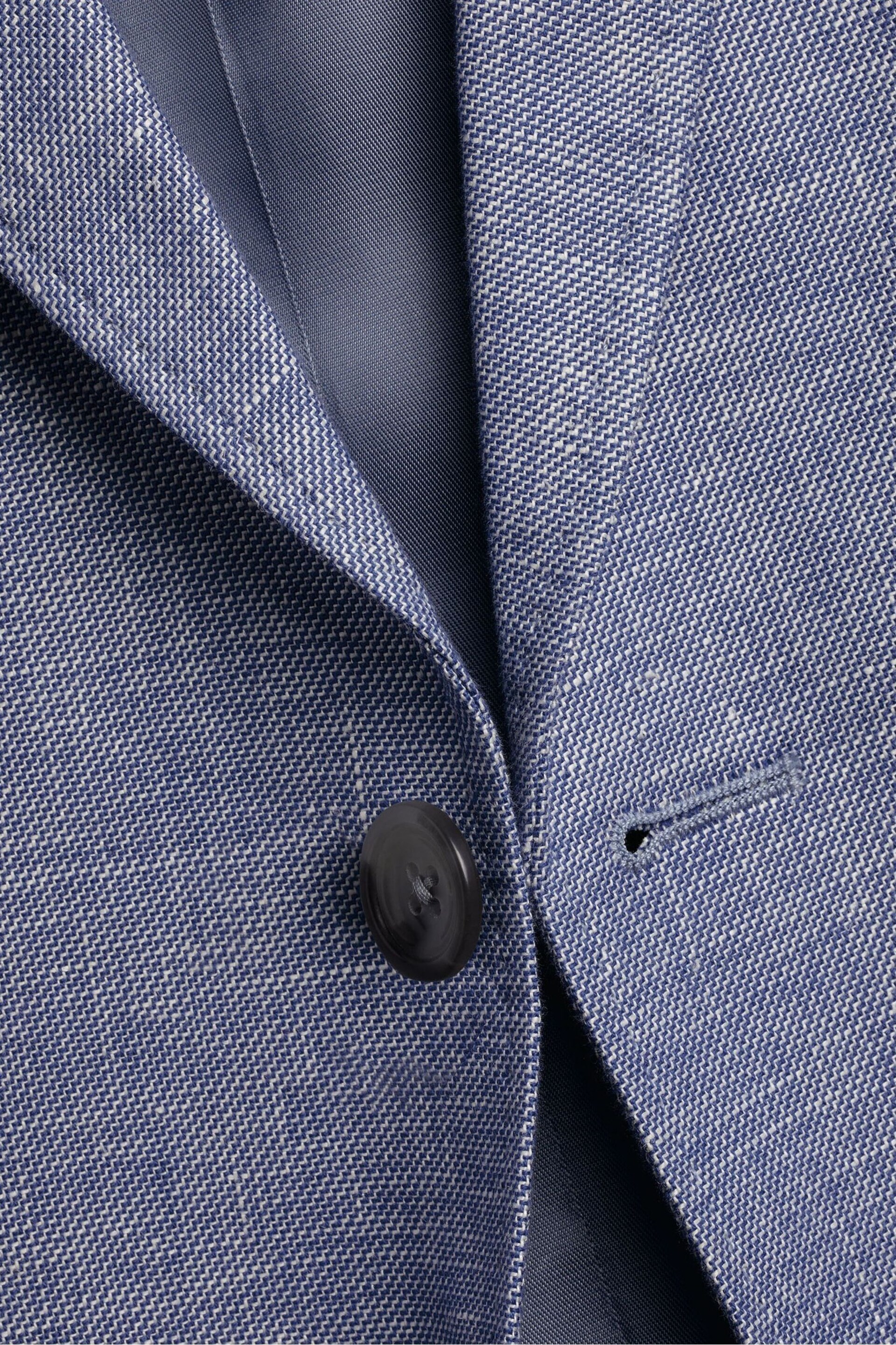 Charles Tyrwhitt Blue Linen Cotton Slim Fit Jacket - Image 4 of 5