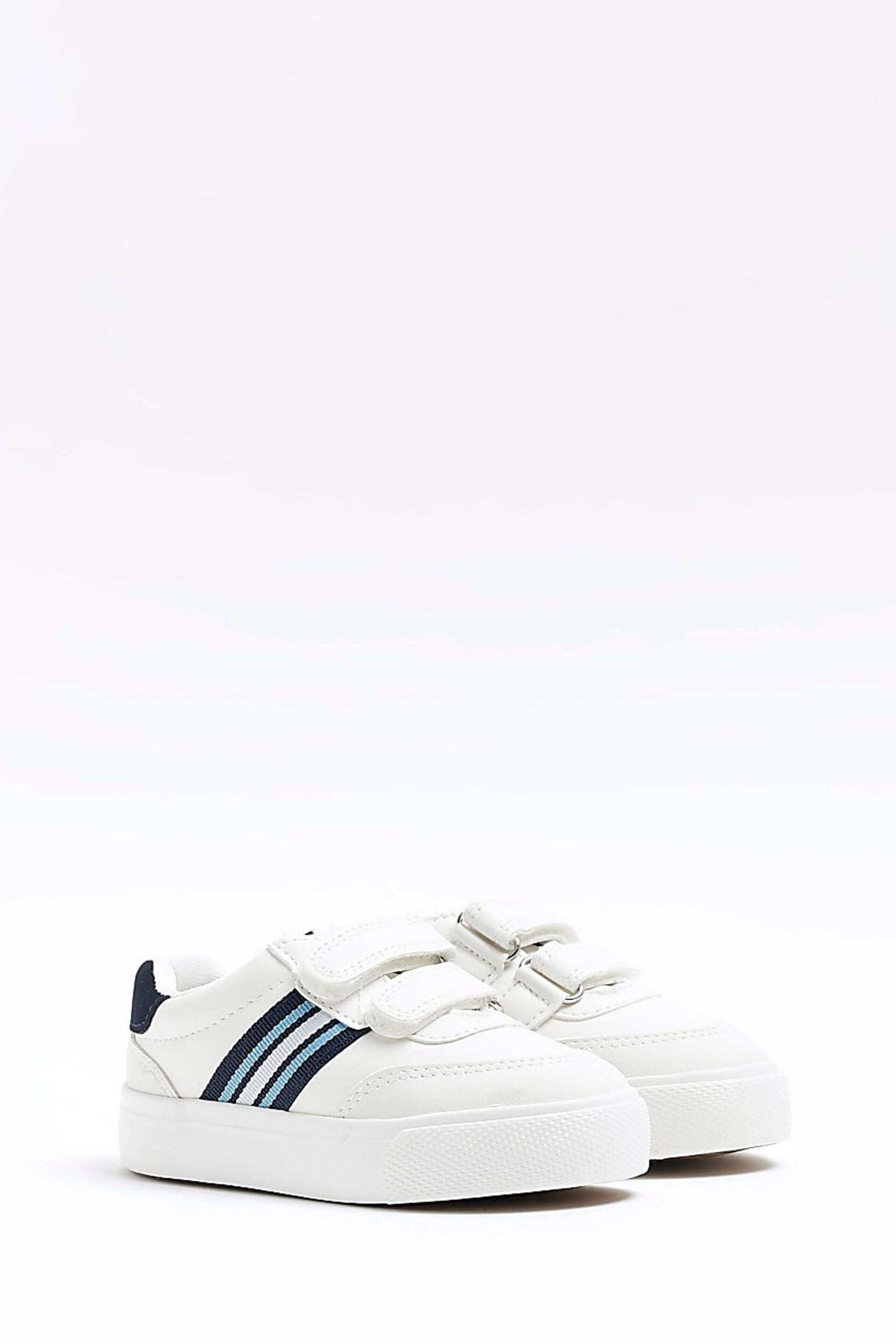 River Island White Boys Striped Plimsole Trainers - Image 2 of 5