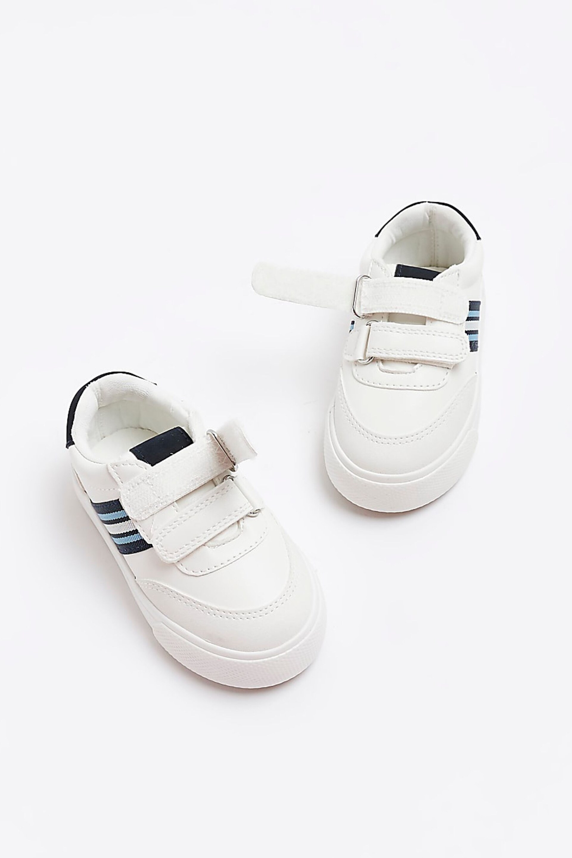 River Island White Boys Striped Plimsole Trainers - Image 3 of 5