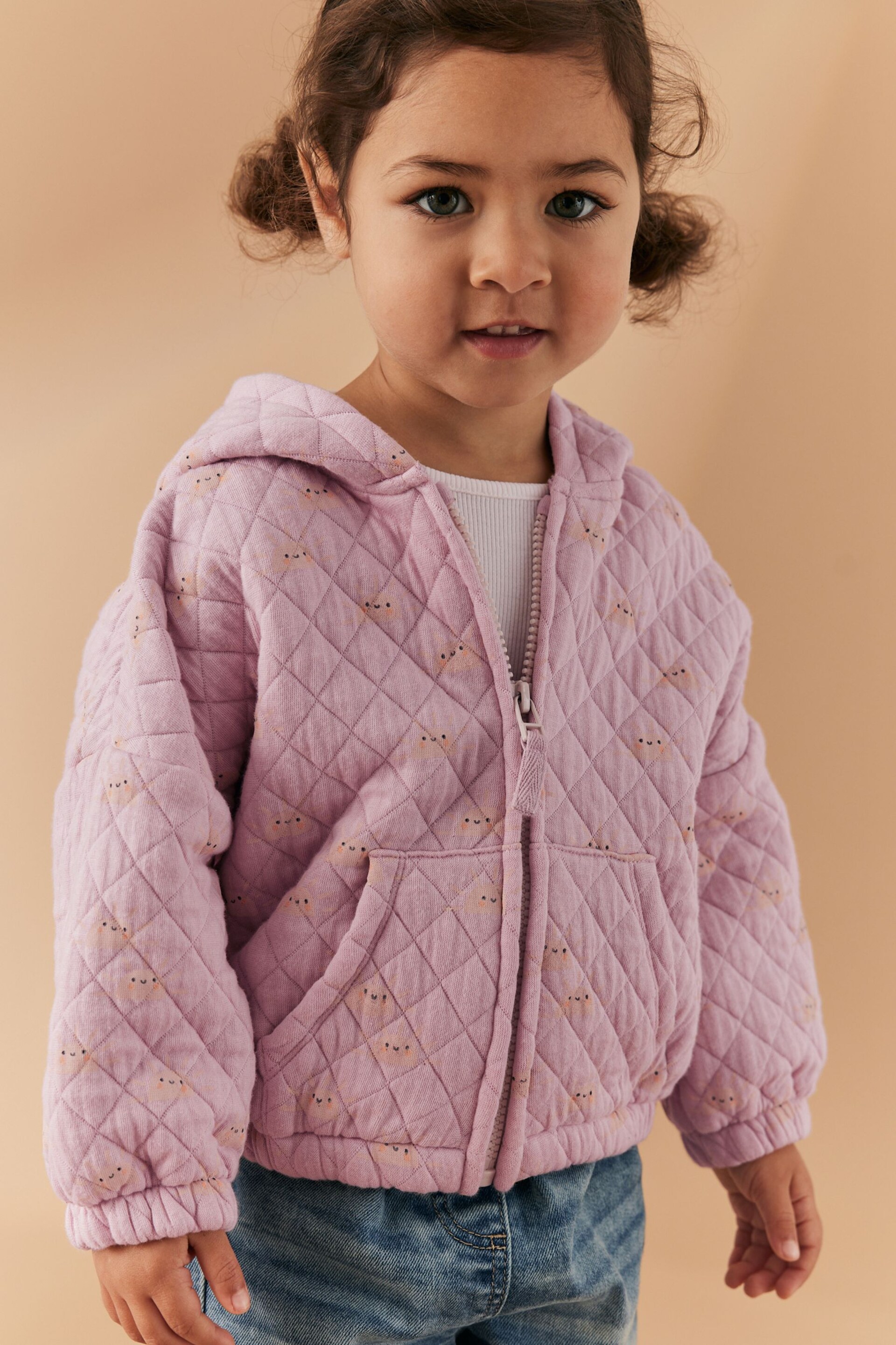 Pink Quilted Zip Through Hoodie (3mths-7yrs) - Image 1 of 8