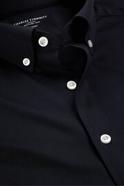 Charles Tyrwhitt Blue Dark Four Way Stretch Button Down Jersey Shirt - Image 5 of 6