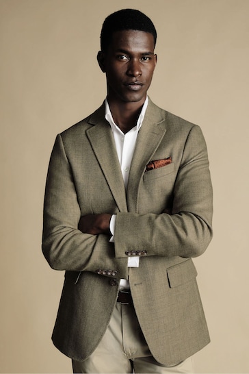 Charles Tyrwhitt Natural Slim Fit Twill Wool Texture Suit: Jacket