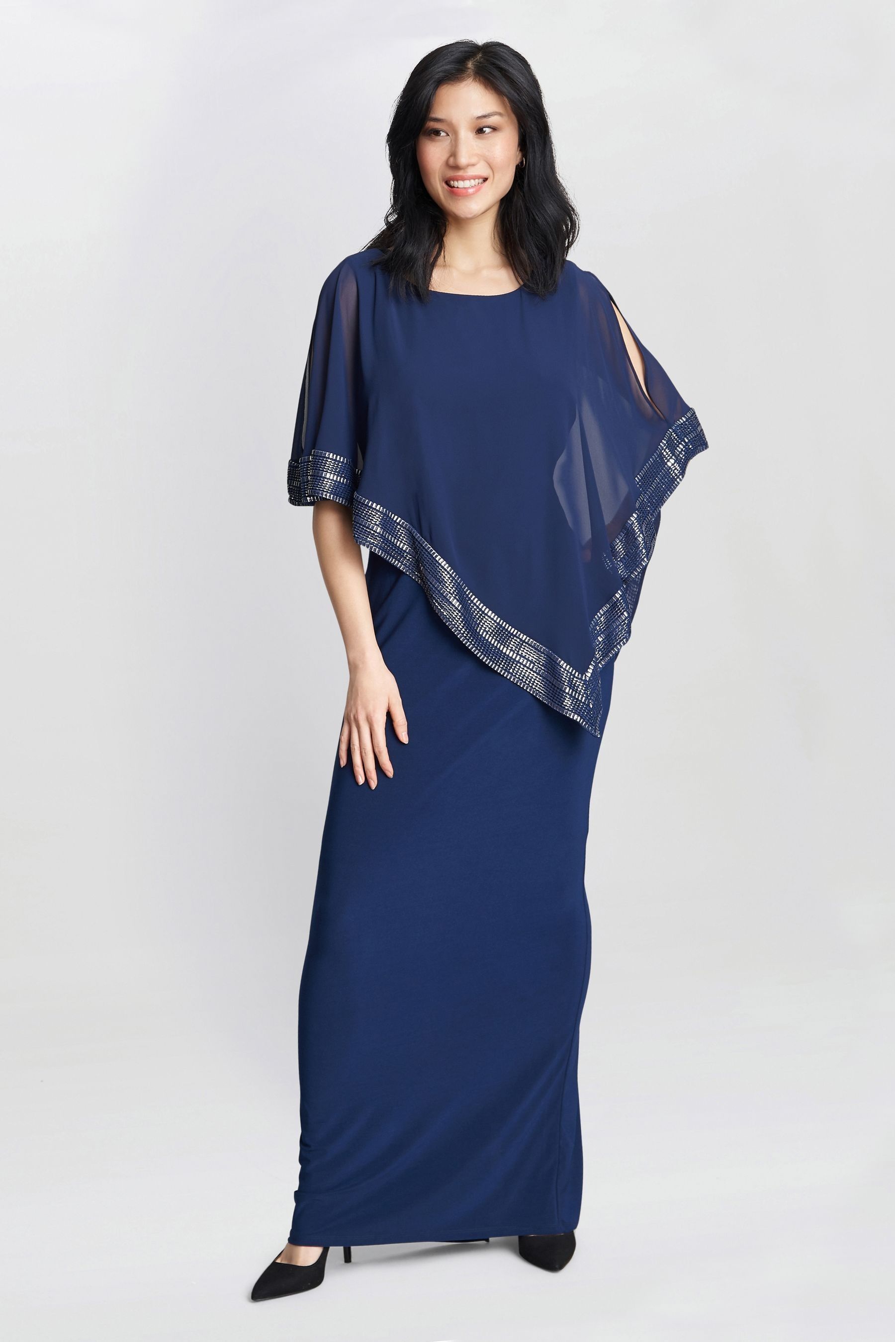 Asymmetrical cape dress cheap
