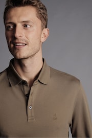 Charles Tyrwhitt Brown Solid Long Sleeve Plain Tyrwhitt Pique Polo Shirt - Image 2 of 5