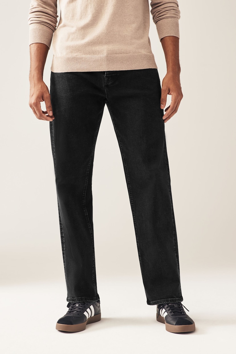 Black Relaxed Classic Stretch Jeans - Image 1 of 10