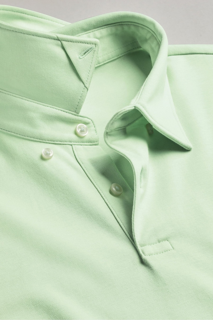 Charles Tyrwhitt Green 100% Cotton Plain Short Sleeve Jersey Polo Shirt - Image 5 of 5