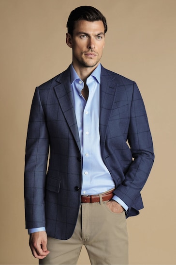 Charles Tyrwhitt Blue Slim Fit Twill Wool Texture Suit: Jacket