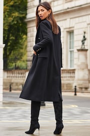 Sosandar Black Fitted Longline Wool Coat - Image 4 of 6