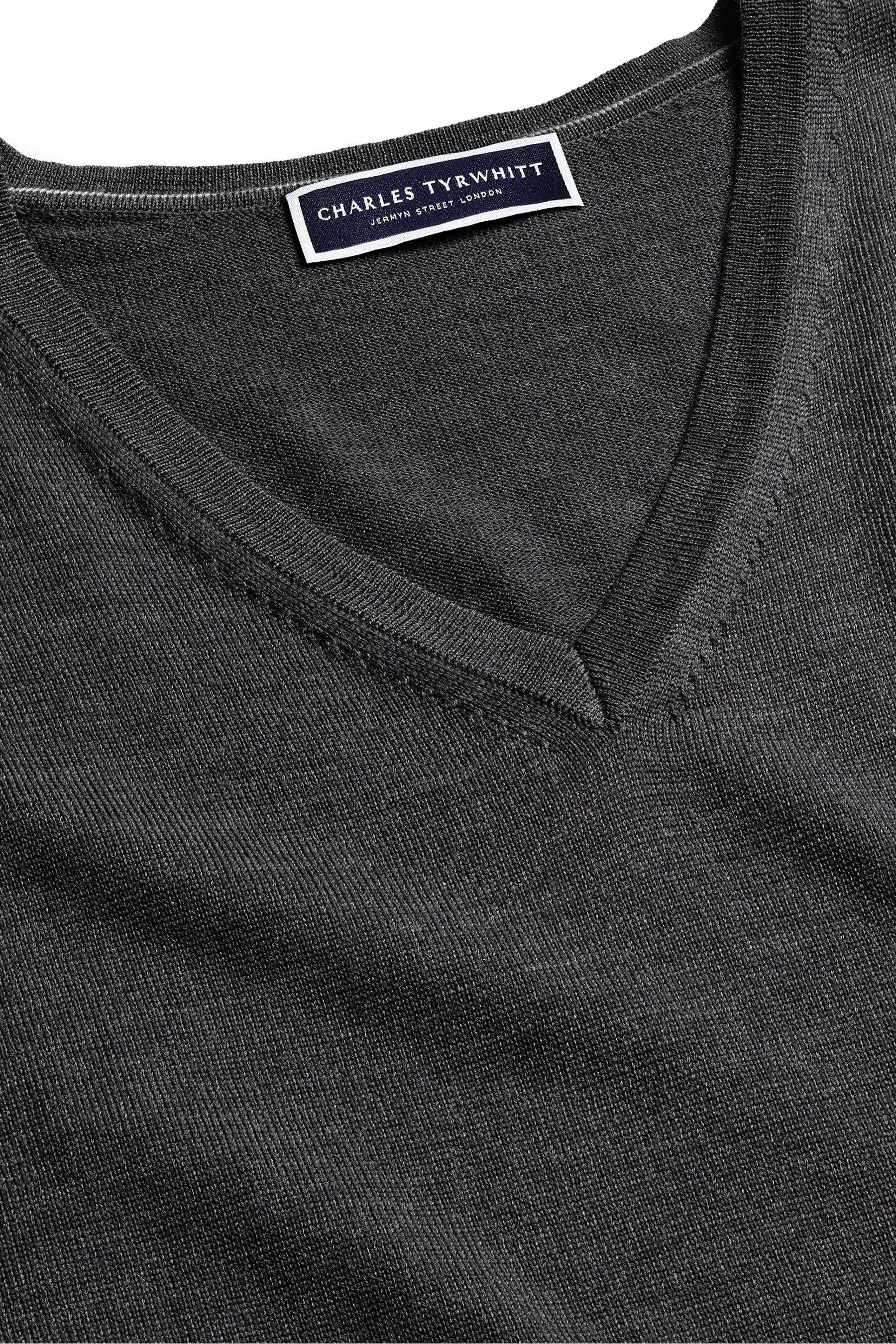 Buy Charles Tyrwhitt Grey Pure Merino V Neck Jumper from the Next UK online shop
