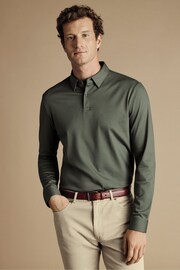 Charles Tyrwhitt Grey Plain Long Sleeve Jersey Polo Shirt - Image 1 of 5