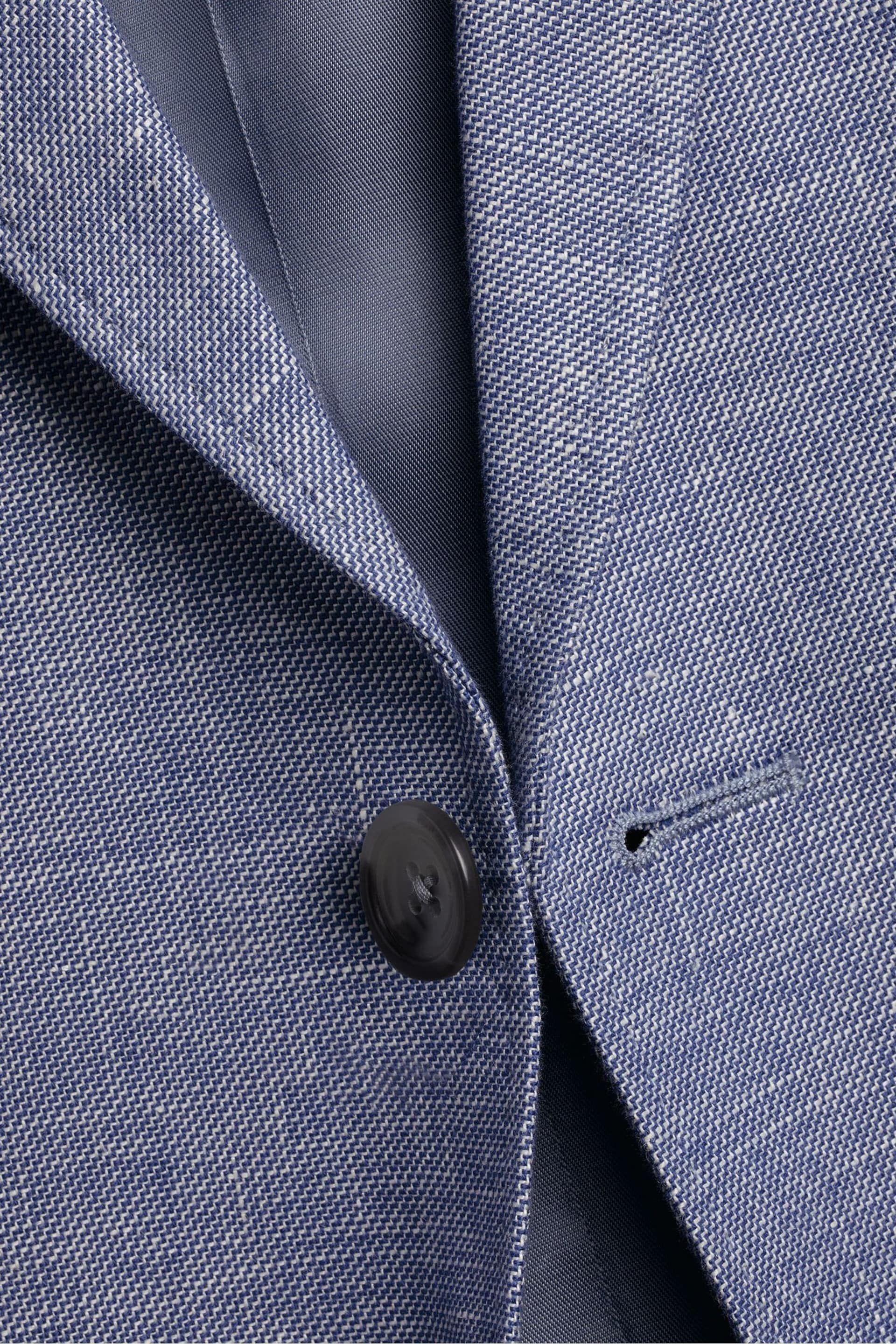 Charles Tyrwhitt Blue Chrome Linen Cotton Classic Fit Jacket - Image 5 of 5