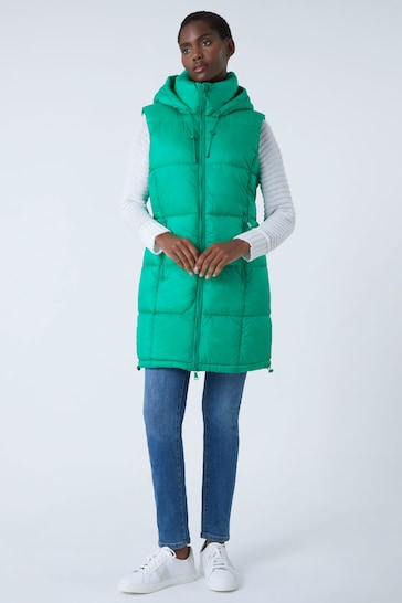 Roman Green Padded Longline Hooded Gilet