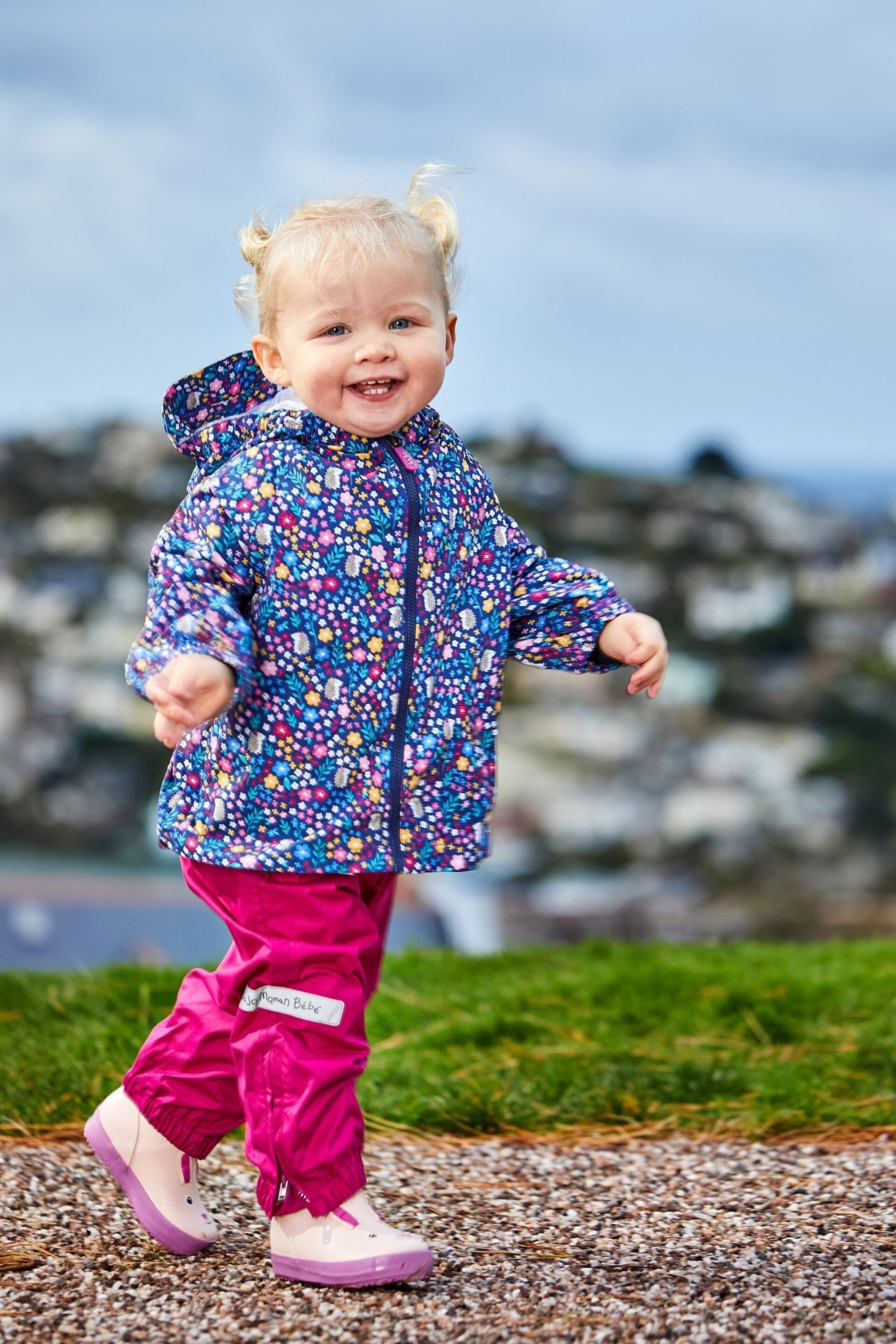 JoJo Maman Bébé Navy Woodland Pack-Away Rain Jacket - Image 1 of 5