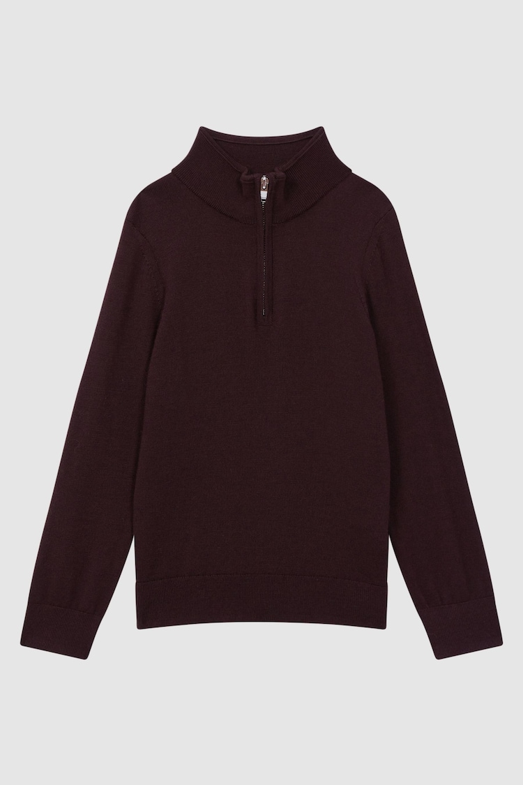 Reiss Bordeaux Blackhall Junior Zip-Neck Merino Wool Jumper - Image 2 of 7