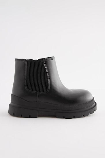 Black Chunky Sole Chelsea Boots