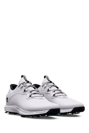 Under Armour White Golf Charged Draw 2 Wide Shoes - Image 3 of 5