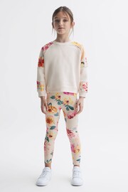 Reiss Pink Brooke Senior Floral Print Cotton Jersey Sweatshirt - Image 1 of 6