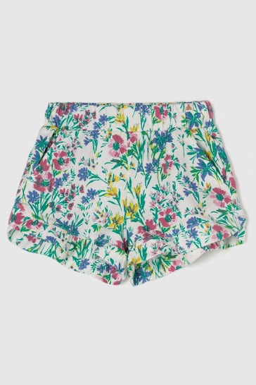 Gap White, Blue & Pink Floral Pull On Ruffle Baby Shorts (3mths-5yrs)