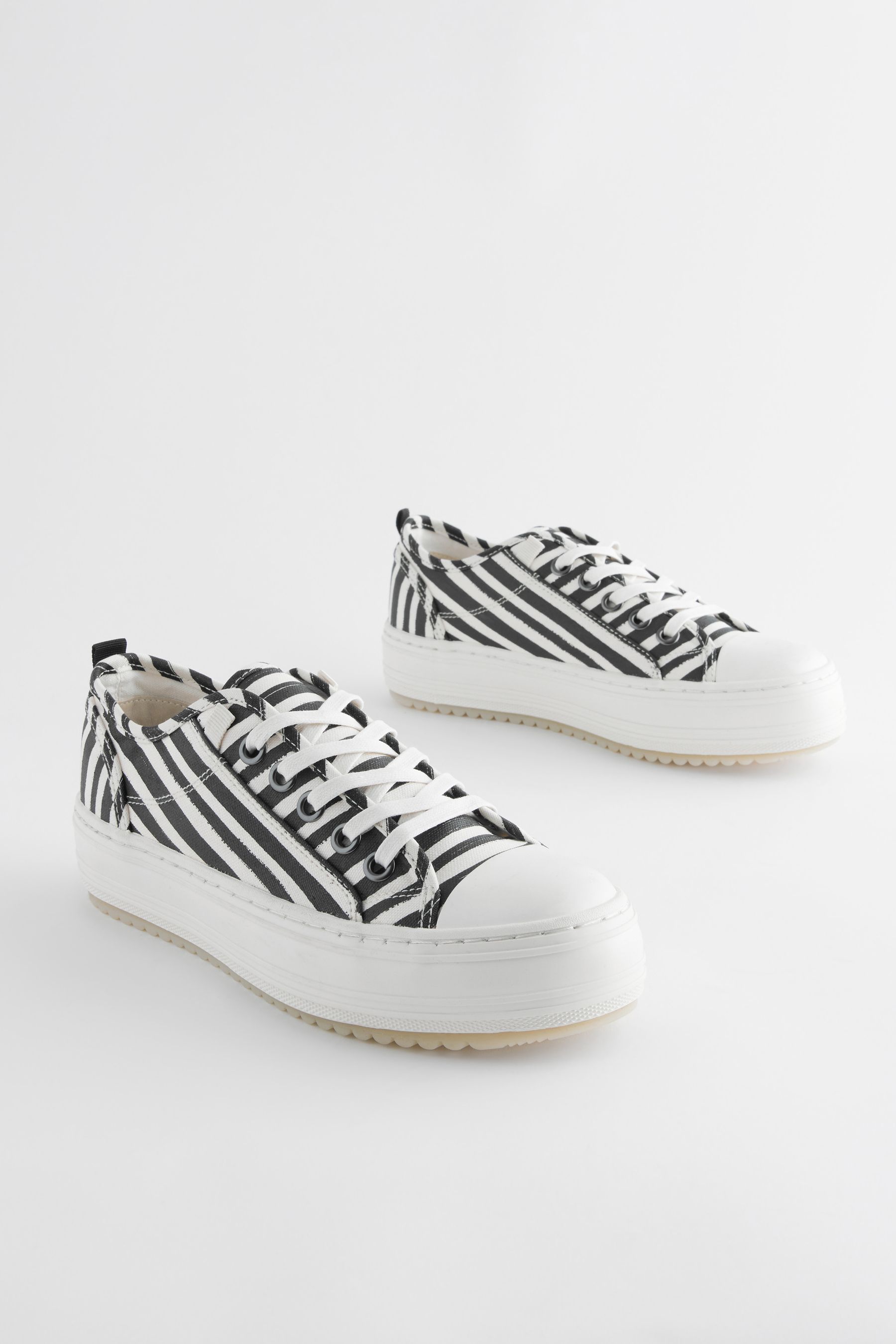 White Black Stripe Forever Comfort Chunky Baseball Trainers