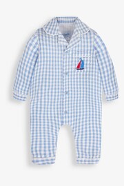 JoJo Maman Bébé Blue Gingham All-In-One Pyjamas - Image 1 of 2