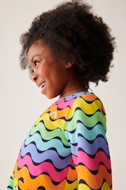 Little Bird by Jools Oliver Multi Rainbow Wave Skater Dress - Image 6 of 10