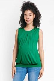 JoJo Maman Bébé Green Sleeveless Pleated Maternity & Nursing Top - Image 1 of 1