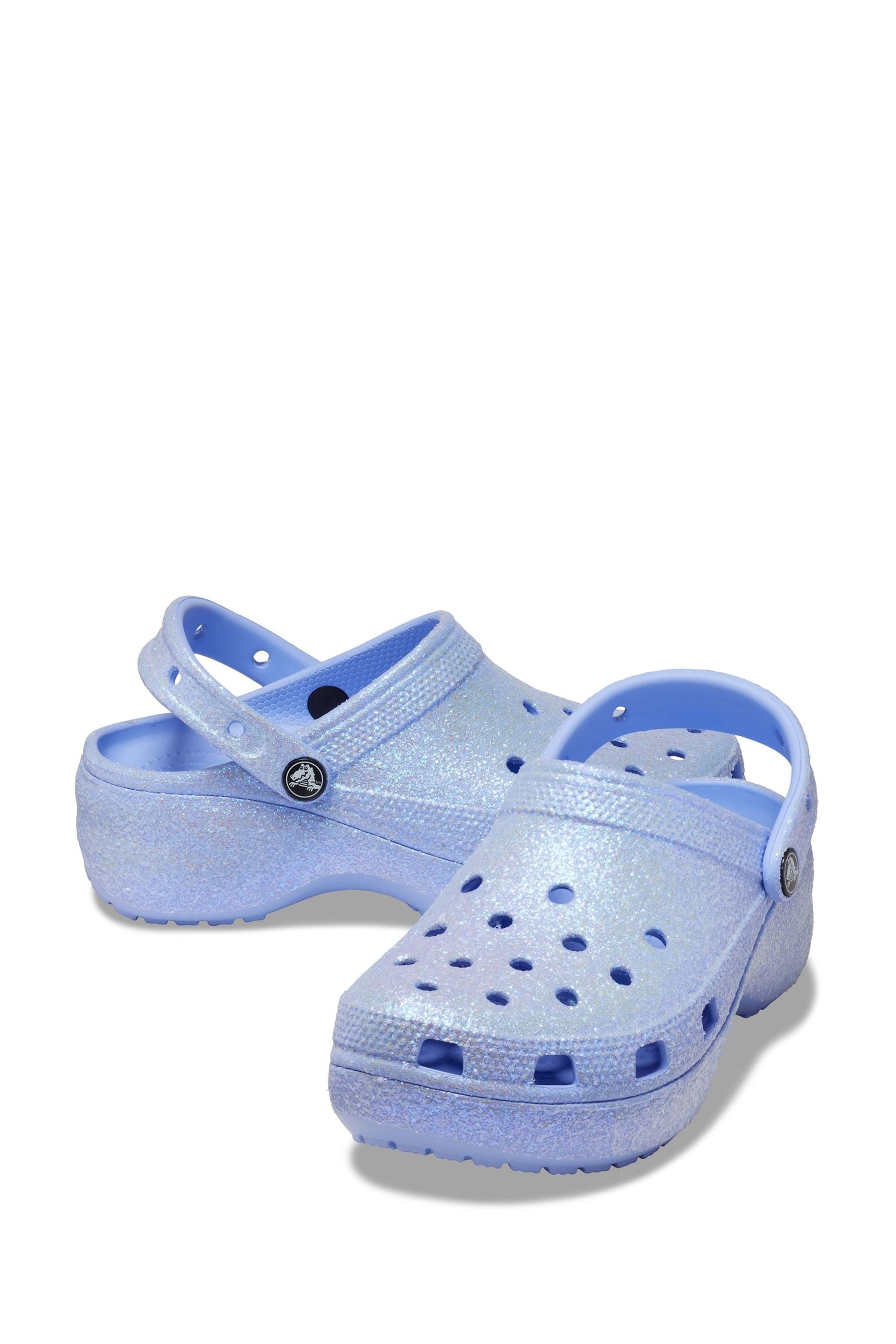 Buy Crocs Blue Classic Platform Glitter Clogs from the Next UK online shop