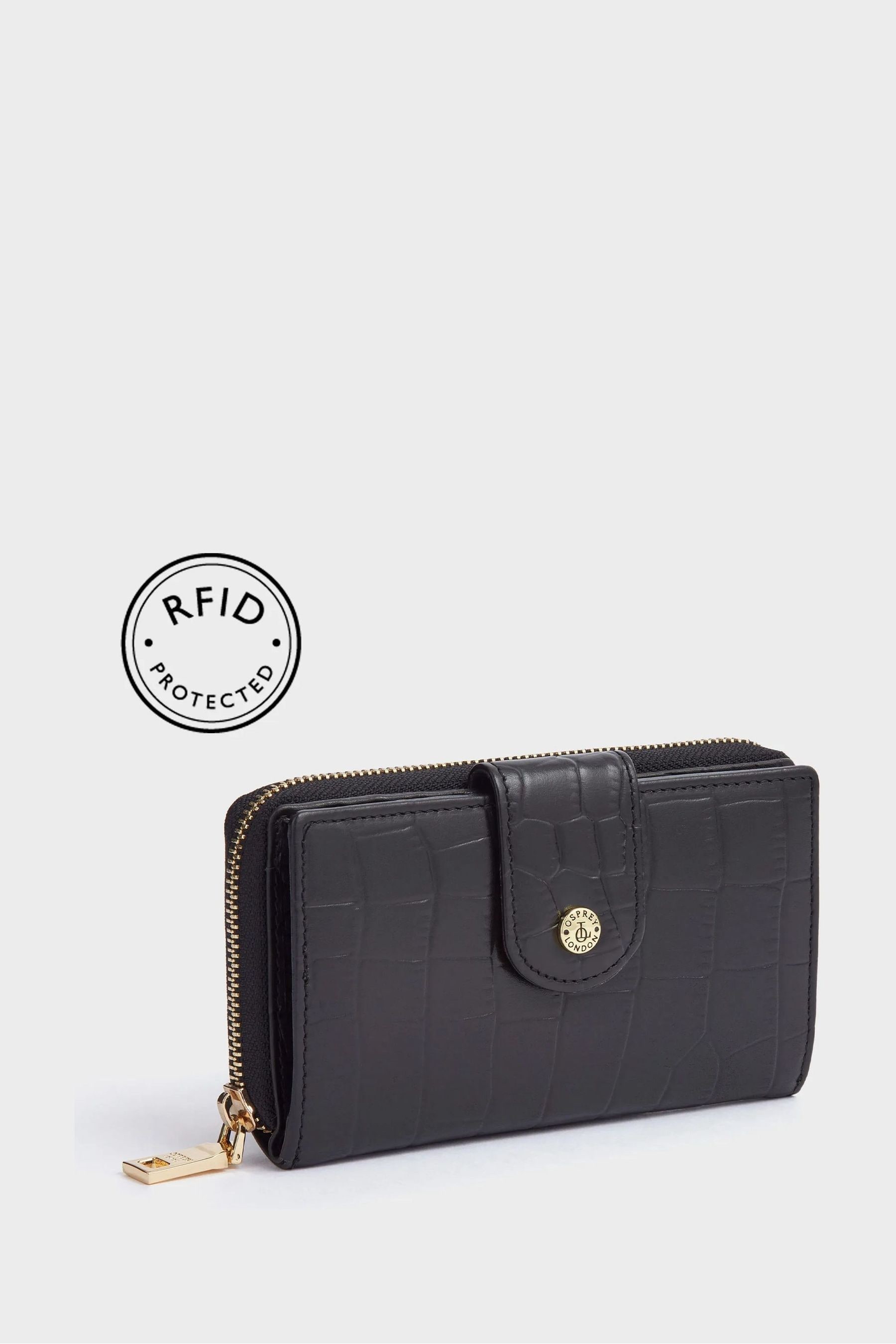 Buy Osprey London Carla Zip Around Croc Leather Purse from Next Spain