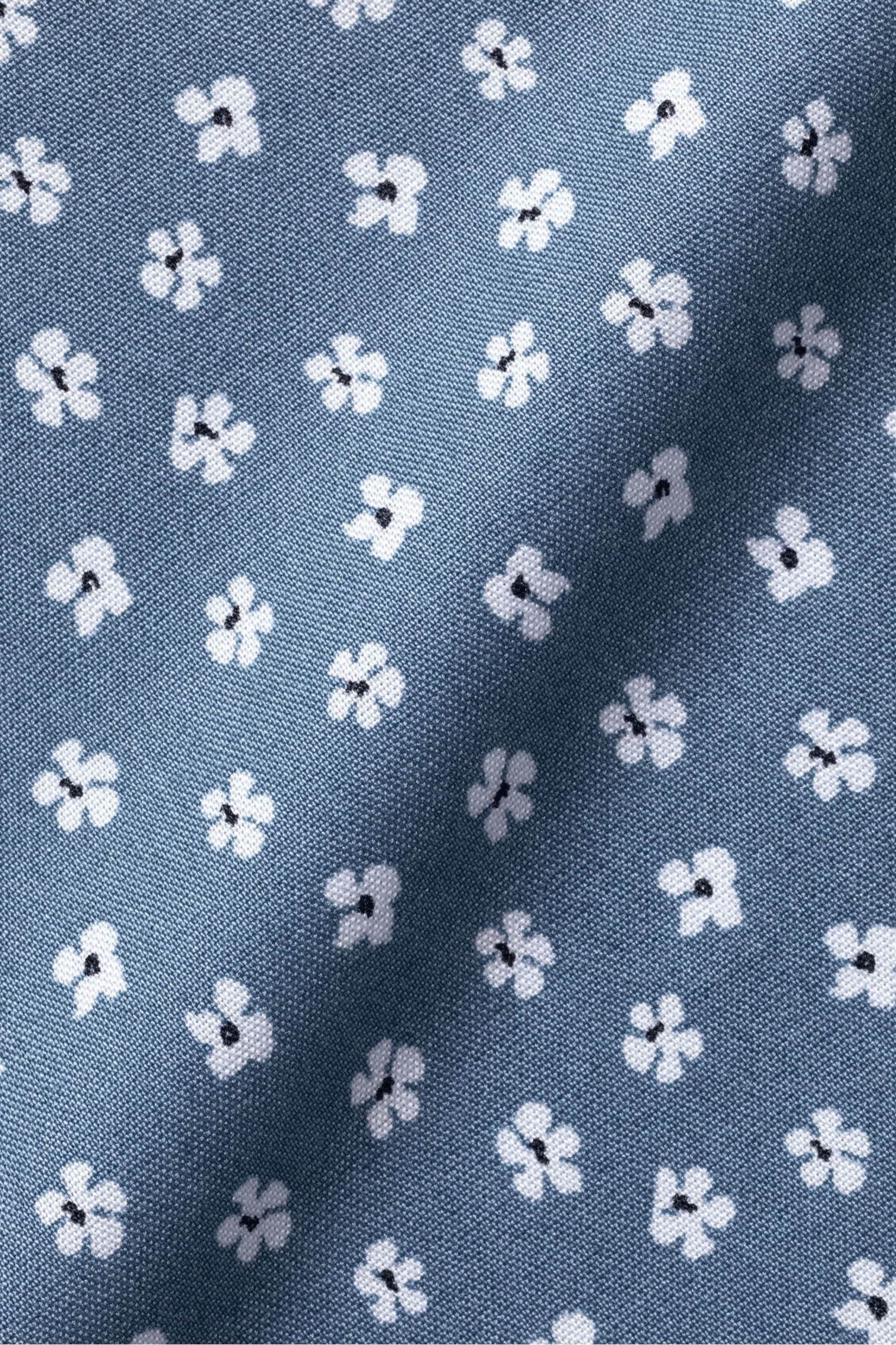 Charles Tyrwhitt Blue Floral Non-iron Stretch Print Slim Fit Shirt - Image 7 of 7