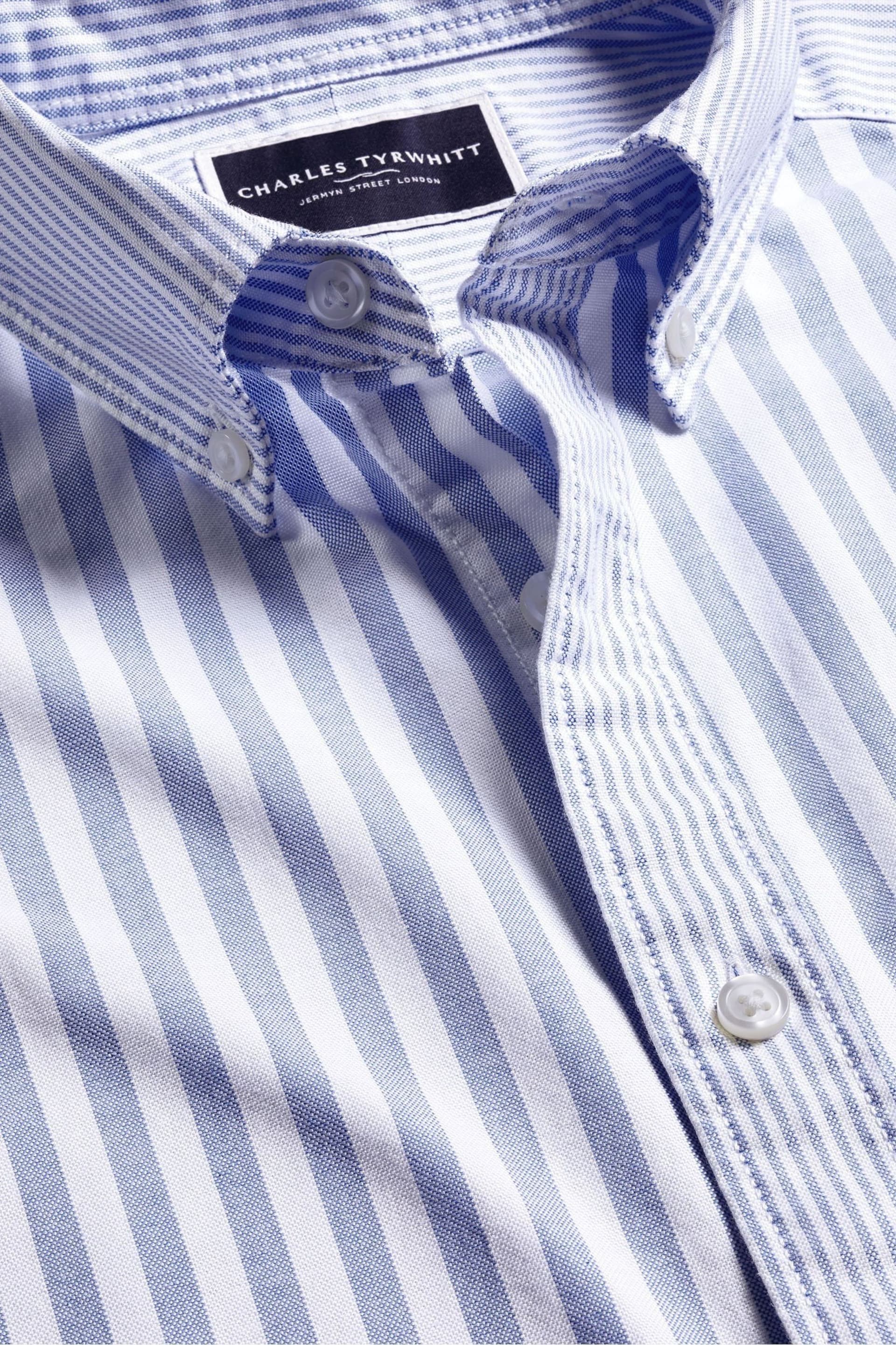 Charles Tyrwhitt Blue Stripe Patchwork Button-down Stretch Washed Oxford Sf Shirt - Image 5 of 6