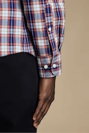 Charles Tyrwhitt Red Large Check Non-iron Stretch Poplin Slim Fit Shirt - Image 3 of 6