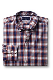 Charles Tyrwhitt Red Large Check Non-iron Stretch Poplin Slim Fit Shirt - Image 4 of 6