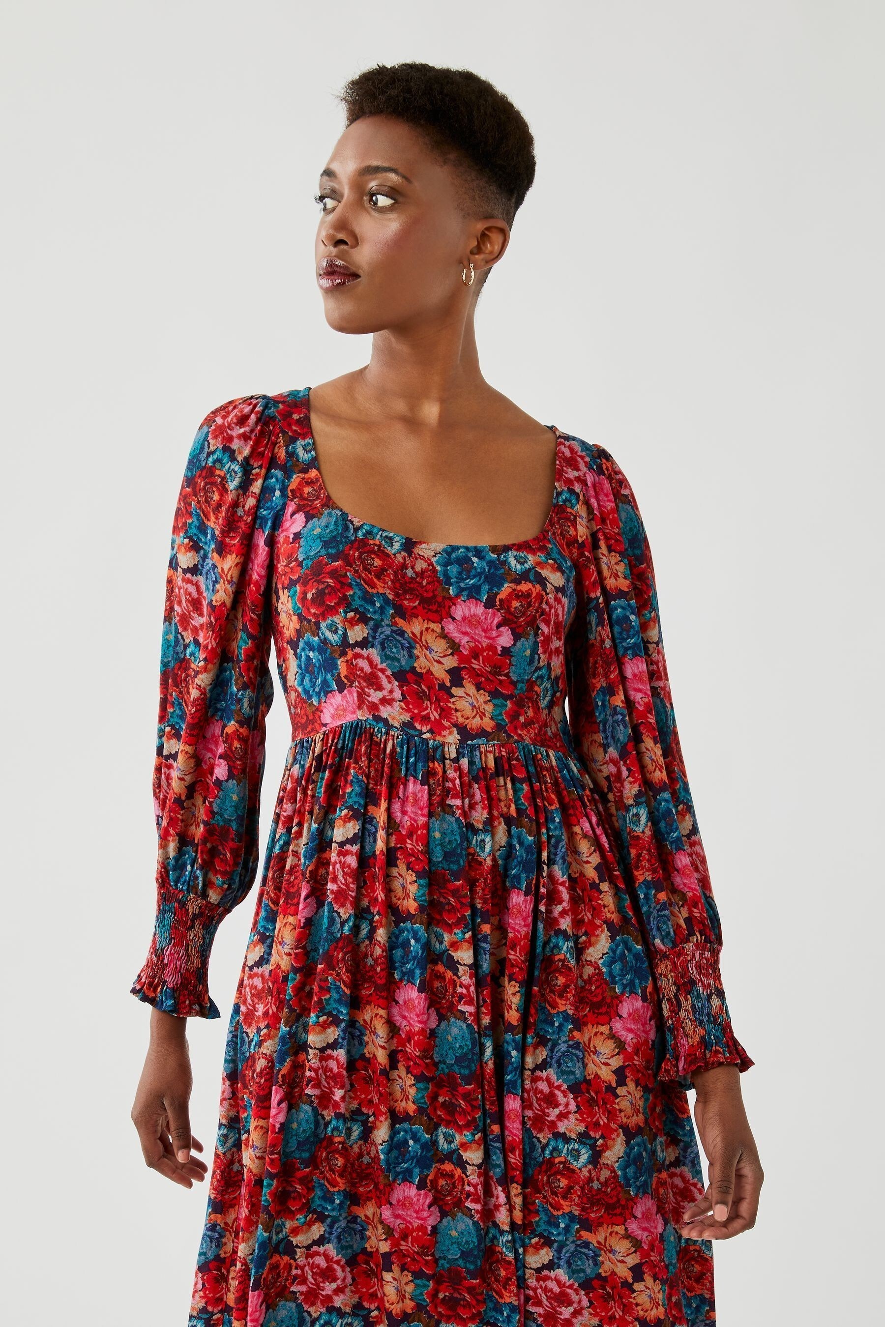Buy Ghost Portia Bloom Floral Print Crepe Dress from Next Luxembourg