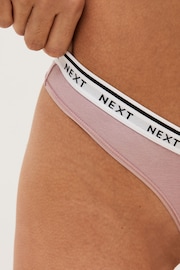 White/Grey/Pink/Light Green Thong Cotton Rich Logo Knickers 4 Pack - Image 4 of 8