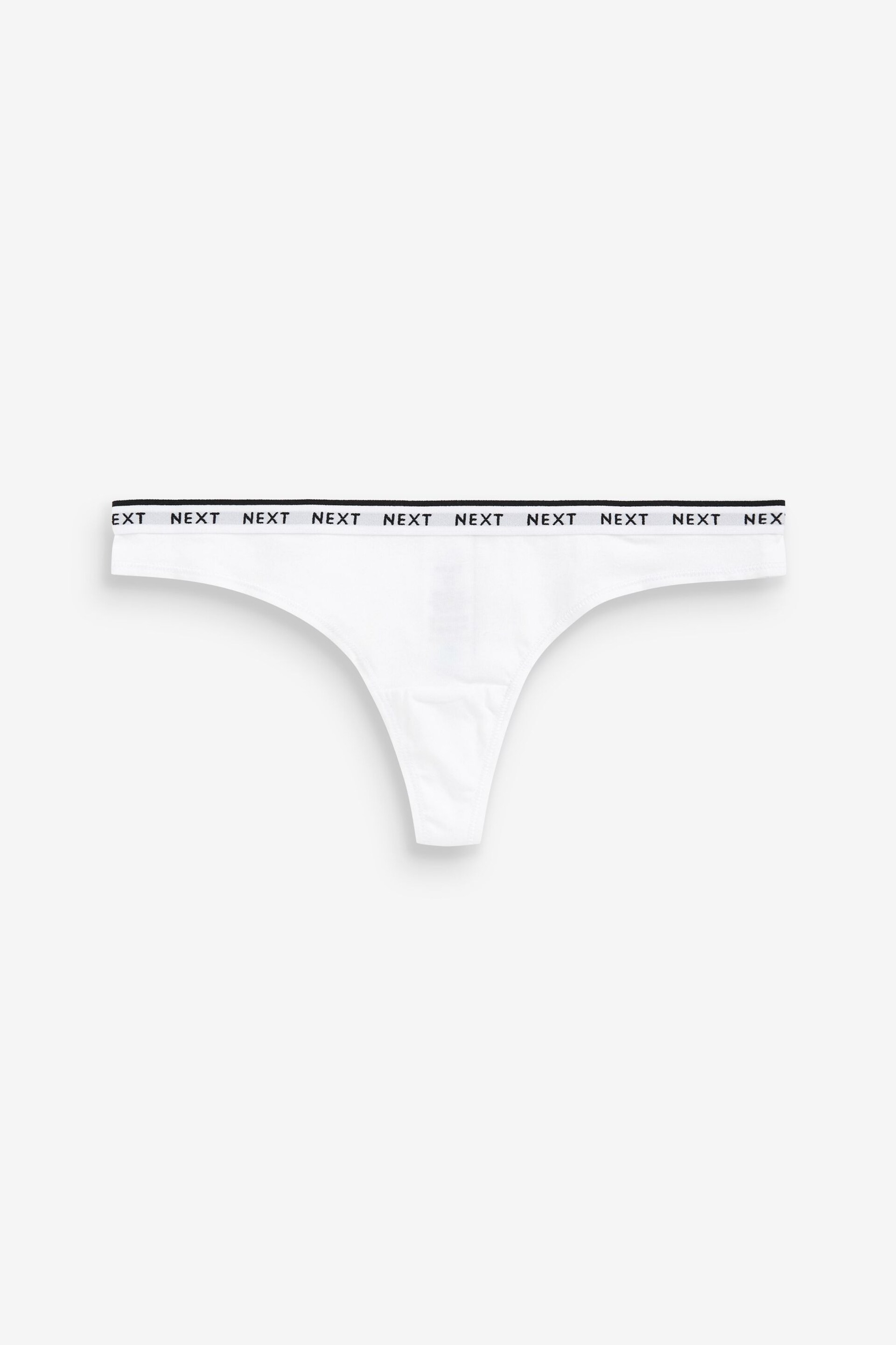 White/Grey/Pink/Light Green Thong Cotton Rich Logo Knickers 4 Pack - Image 5 of 8